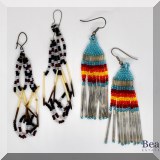 J146. Pair of beaded multi strand tassel earrings - $20 